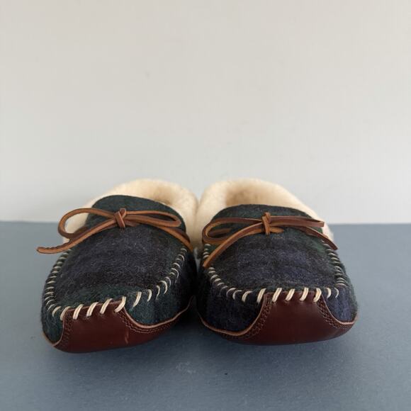 Polo Ralph Lauren Yarmond Slippers Shearling Lined Blackwatch Plaid NWOB Mens 9 - Picture 6 of 11